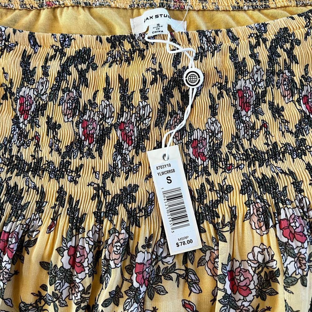 Max Studio Yellow Floral Smocked Mini Skirt NWT | Small - Picture 3 of 4